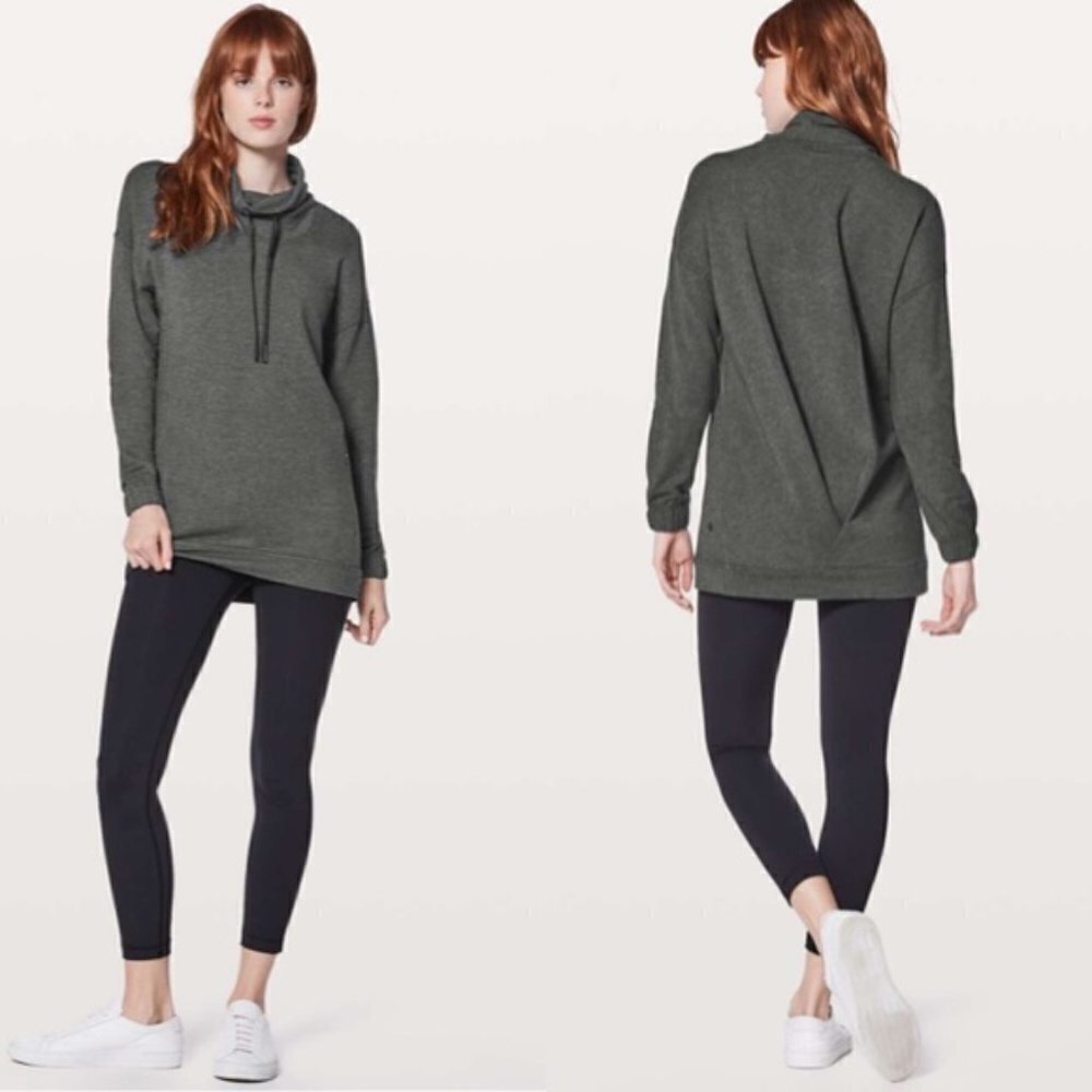 Lululemon Twisted & Tucked Long Sleeve Pullover Sweatshirt Heathered Mod Black 6